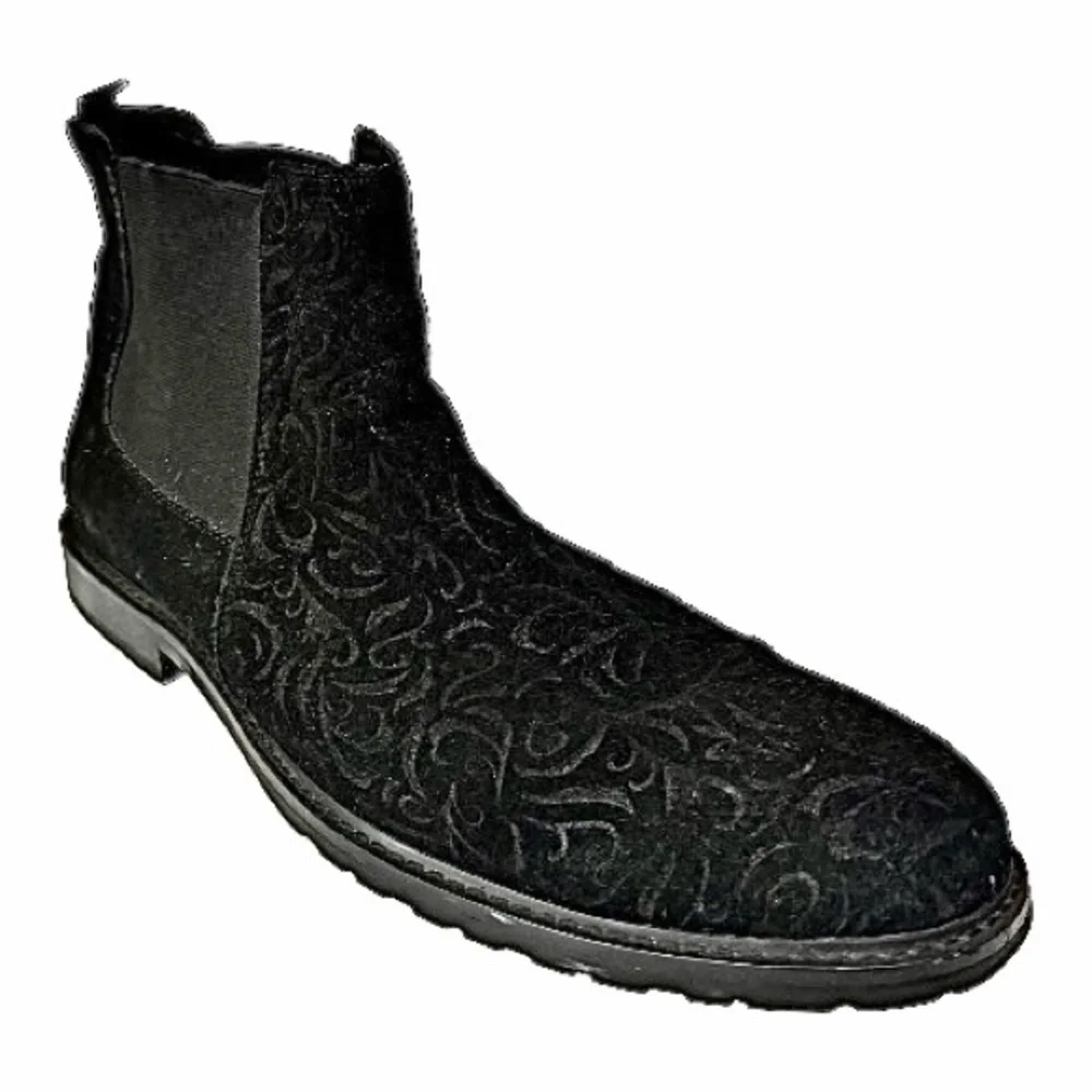 Robert Graham Woodman Boots Black Floral Suede Mens Size 13 Designer